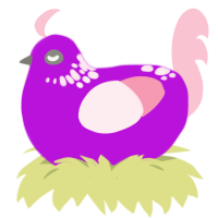 A amethyst and rose chicken with a neck-speckle pattern