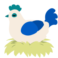 A cream and ultramarine chicken