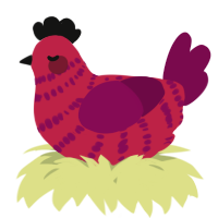 A crimson and wine chicken with a bar pattern
