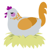 scrampled egg, a mist and orange chicken with a neck-speckle pattern