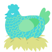 A aqua and spring chicken with a lace pattern