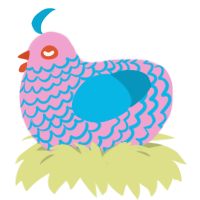 Trans Rage, a pink and cerulean chicken with a lace pattern