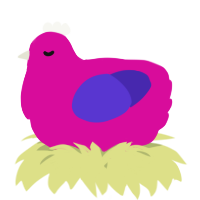 A fuchsia and indigo chicken