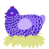 Grape Cough Syrup, a indigo and lilac chicken with a lace pattern