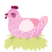 A pink and rose chicken with a lace pattern
