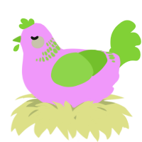 A lavender and grass chicken with a neck-band pattern