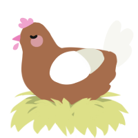 A brown and white chicken
