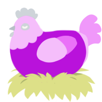 A amethyst and lavender chicken with a head pattern