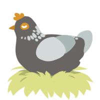 streetlight, a grey and silver chicken with a neck-speckle pattern