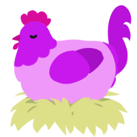 A lavender and amethyst chicken with a head pattern