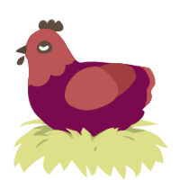 A wine and red chicken with a head pattern