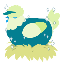 A sea and apple chicken with a head pattern