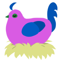 Walnut, a orchid and ultramarine chicken