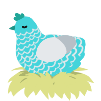 A aqua and mist chicken with a lace pattern