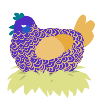 A indigo and honey chicken with a double-lace pattern