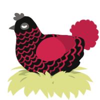 A black and crimson chicken with a lace pattern