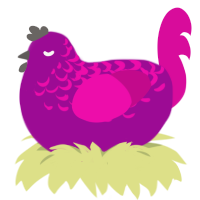 mitski, a plum and fuchsia chicken with a half-lace pattern