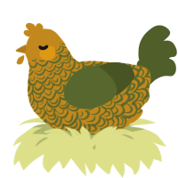 A ochre and olive chicken with a double-lace pattern