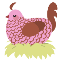 Cherryberry, a pink and russet chicken with a lace pattern