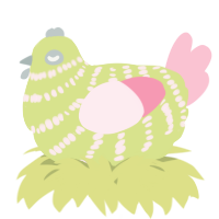 A lemon and rose chicken with a bar pattern