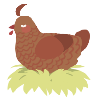 A brown and russet chicken with a lace pattern