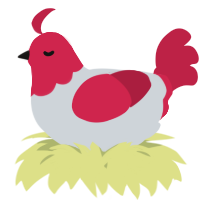 A mist and crimson chicken with a head pattern