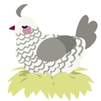 A white and ash chicken with a lace pattern