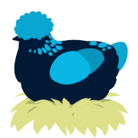A tumblr and cerulean chicken with a neck-speckle pattern