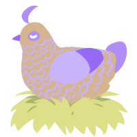 A beige and lilac chicken with a lace pattern