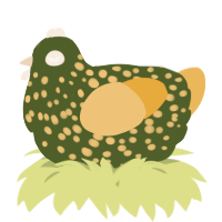 A olive and honey chicken with a speckle pattern
