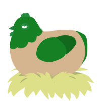 Shrek, a beige and leaf chicken with a head pattern