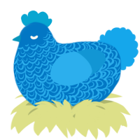 A sapphire and sky chicken with a double-lace pattern