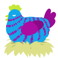 A sky and plum chicken with a bar pattern