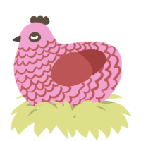 A pink and red chicken with a lace pattern