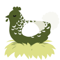 A olive and white chicken with a half-lace pattern