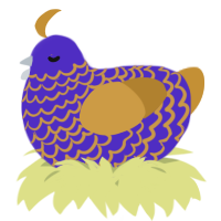 A indigo and gold chicken with a lace pattern