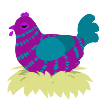 A plum and sea chicken with a bar pattern