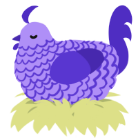 A lilac and indigo chicken with a lace pattern