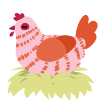 A rose and vermilion chicken with a bar pattern