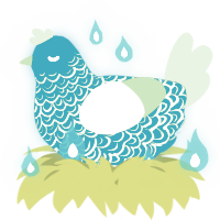 A sea and gluppy chicken with a double-lace pattern