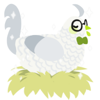 Sprite, a white and mist chicken with a lace pattern
