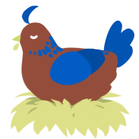 A russet and ultramarine chicken with a neck-speckle pattern