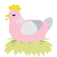 A rose and mist chicken with a neck-speckle pattern