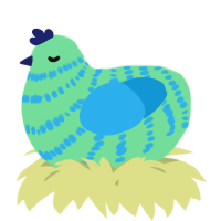 A spring and sky chicken with a bar pattern