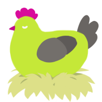 A lime and grey chicken