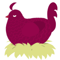 A maroon chicken with a lace pattern