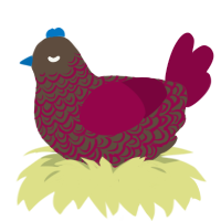 A bark and maroon chicken with a double-lace pattern