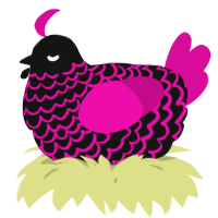 A black and fuchsia chicken with a lace pattern