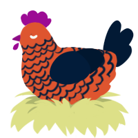 Light Shining Darkly, a vermilion and tumblr chicken with a lace pattern