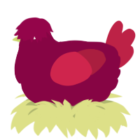 A maroon and crimson chicken